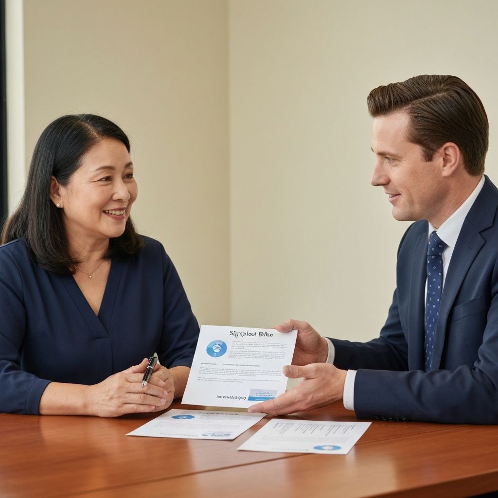 Personne souriante avec courtier